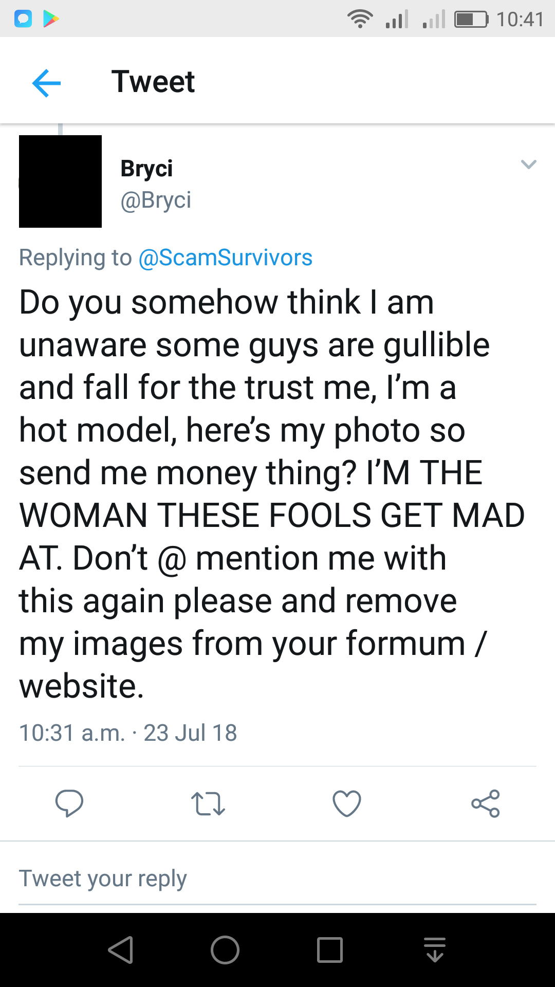 Bryci - Scam Survivors â€¢ scammers abusing stolen photos of Bryci